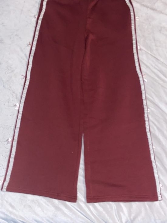 Derek Heart Pants - Derek Heart Burgundy Wide-Leg Pants with White Side Stripe
